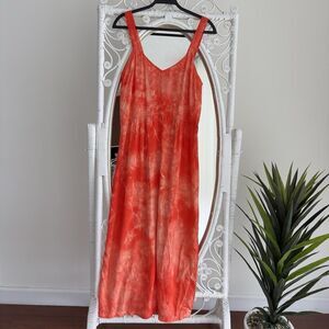 Raquel Allegra Coral Tie-Dye Maxi Dress